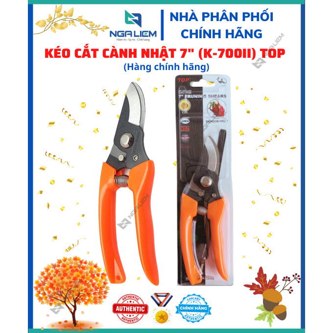 Kéo Cắt Cành Nhật 7" (Lưỡi Đen/Trắng) (K-700II) TOP Loại 1, cắt cành nhỏ lớn, siêu bén và chắc chắn [Hàng chính hãng]