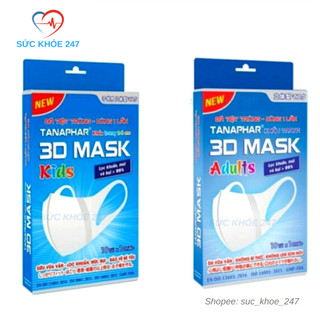 Khẩu Trang 3D Mask Adults Tanaphar - Giúp Lọc Khuẩn, Mùi Và Bụi > 99% Hộp 10 Chiếc