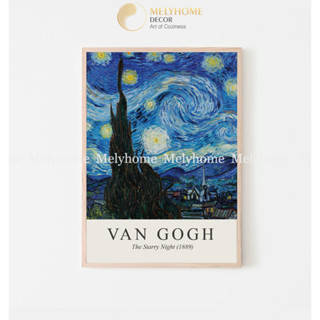 Tranh Đơn Treo Tường Canvas tranh ghep1 Kèm Khung Bầu Trời Đêm Đầy Sao Danh hoa Vangogh Morris Claude Monet-MELYHOME