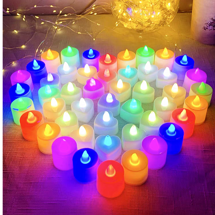 Nến điện tử, đèn Led hình trái tim tự đổi màu trang trí tiệc cưới, tiệc sinh nhật, lễ cầu hôn - Sẵn Pin