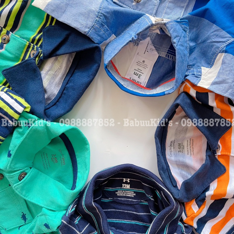 Bộ liền thân tay ngắn cổ Polo Romper body đùi bé trai xuất dư C.a.r.ter's