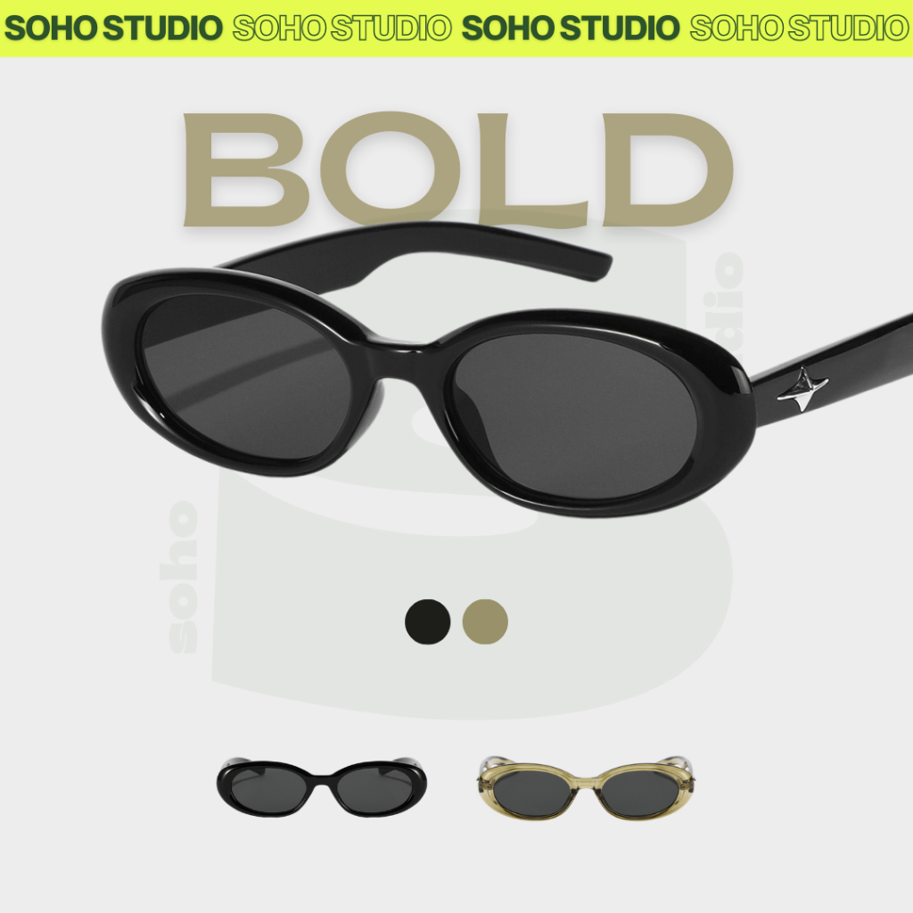 Kính mát nam nữ thời trang BOLD Soho Studio gọng chữ nhật GM hot trend mới 2023 với thiết kế bo tròn đen ngầu thanh mảnh