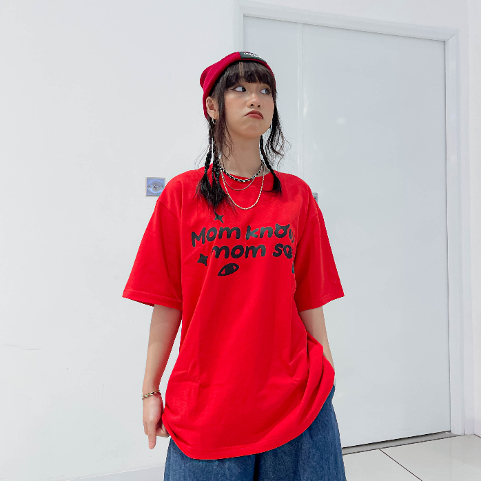 Áo thun Unisex tay lỡ cotton local brand HIDANZ - Mom Know Mom Sad