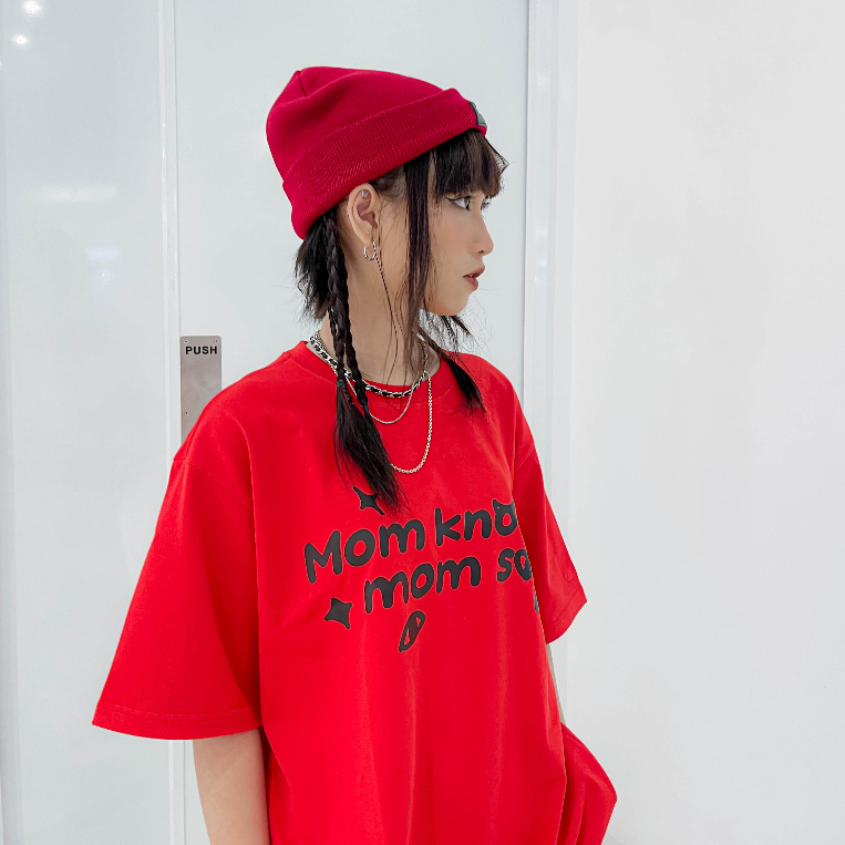 Áo thun Unisex tay lỡ cotton local brand HIDANZ - Mom Know Mom Sad