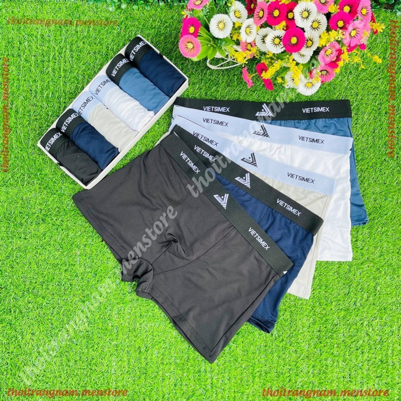 Combo quần sịp đùi nam. Quần lót đùi nam, mẫu VIETSIMEX chất vải thun lạnh, co giãn 4 chiều thoáng mát, thấm hút mồ hôi