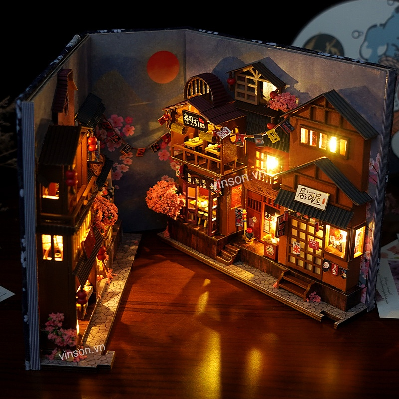 Mô hình BOOK NOOK,Diy house mô hình,Mô Hình,Nhà Gỗ Diy BOOK Nook,Quà sinh nhật