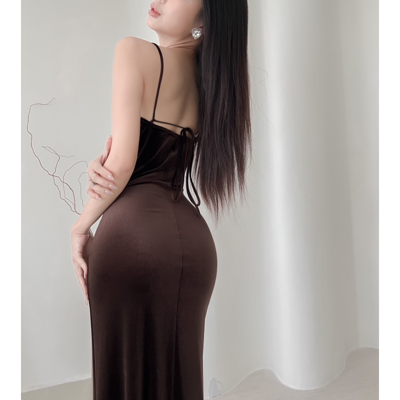 Đầm Nhung Maxi Cổ Đổ - Ladonna Dress