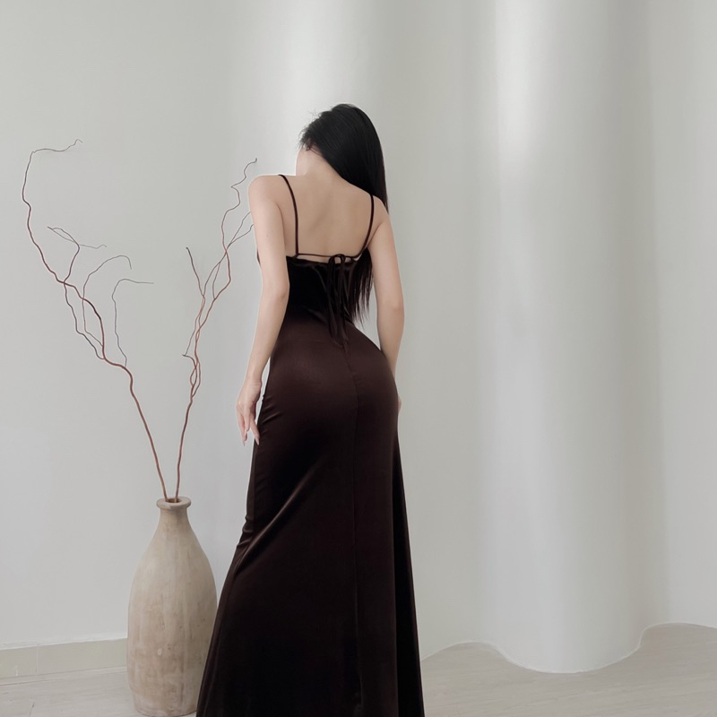 Đầm Nhung Maxi Cổ Đổ - Ladonna Dress