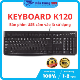 Bàn phím có dây Logitech K120 cổng USB, bàn phím mỏng nhẹ, chuyên dùng cho văn phòng