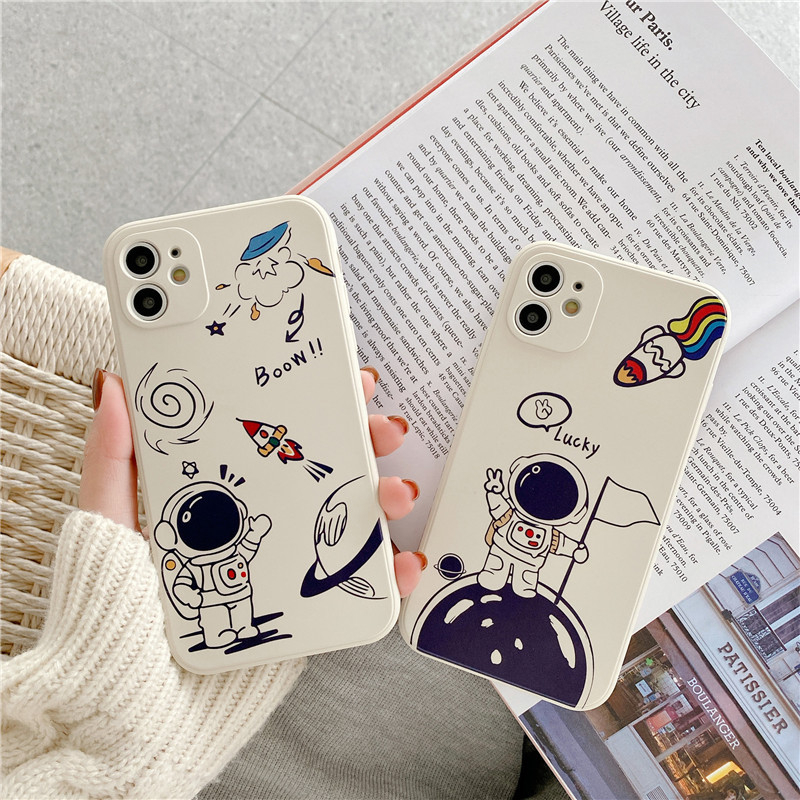 Ốp lưng trắng in hình phi hành gia cho Iphone 7/7plus/8/8plus/x/xr/xsmax/11/12/13/14/mini/pro/plus/promax - Shopbo247