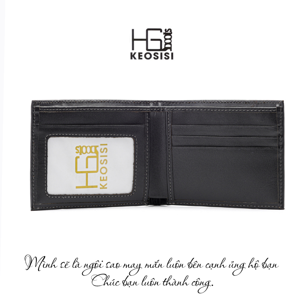 Ví nam mini da bò thật chân Kim Có hộp đựng sang trọng Bóp nam cao cấp KEOSISI Bảo hành 24 tháng