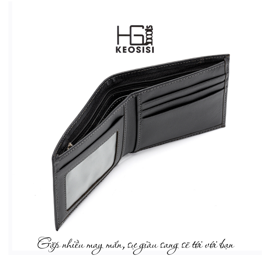 Ví nam mini da bò thật chân Kim Có hộp đựng sang trọng Bóp nam cao cấp KEOSISI Bảo hành 24 tháng