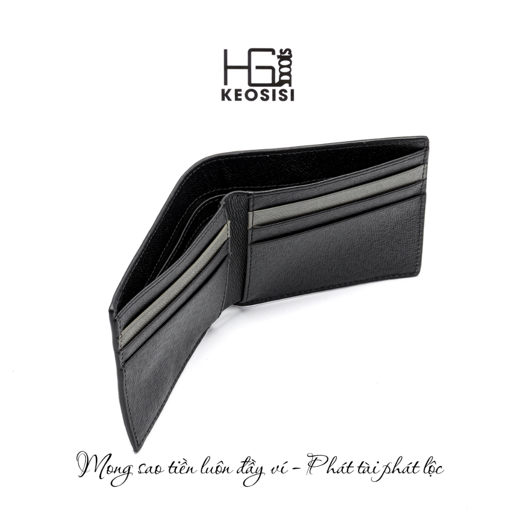 Ví da nam da bò thật Taiga Có hộp đựng cao cấp bóp nam dáng ngang có khóa kéo KEOSISI bảo hành 24 tháng