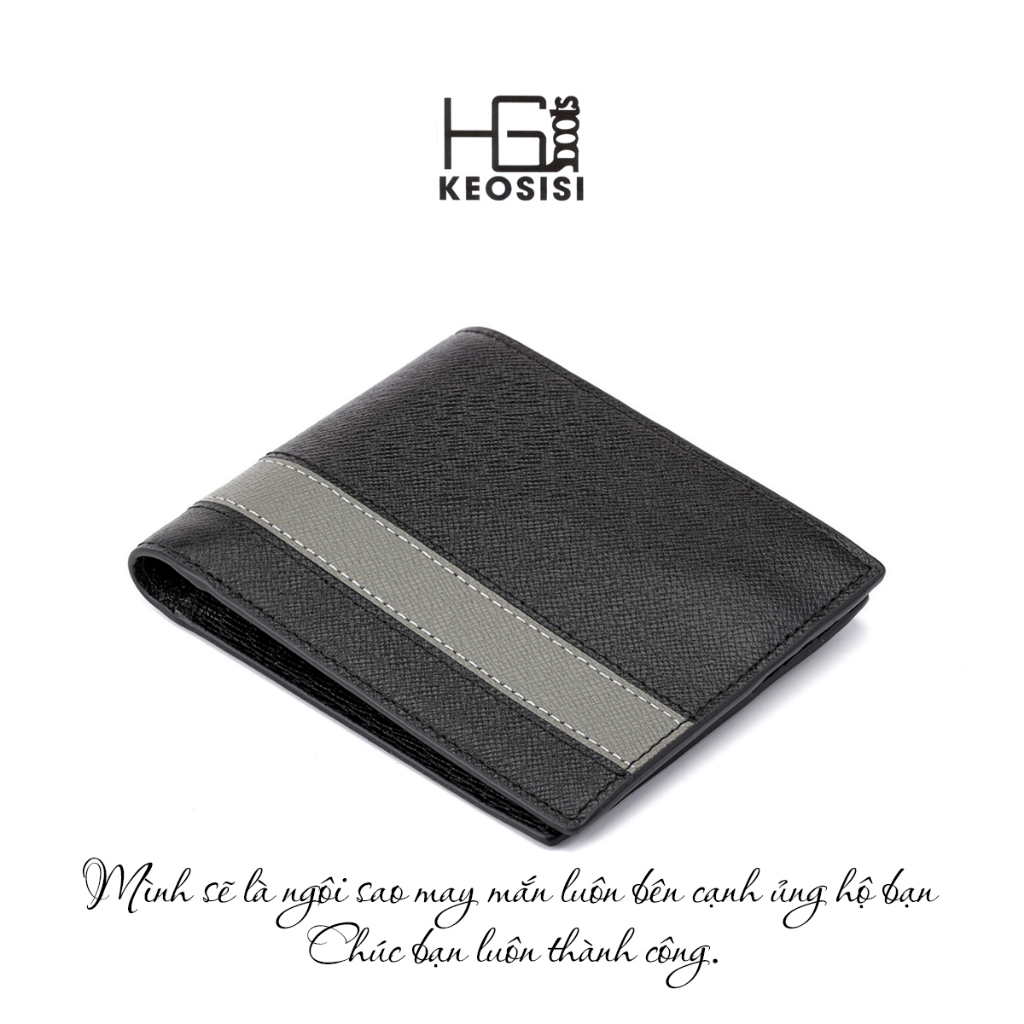 Ví da nam da bò thật Taiga Có hộp đựng cao cấp bóp nam dáng ngang có khóa kéo KEOSISI bảo hành 24 tháng