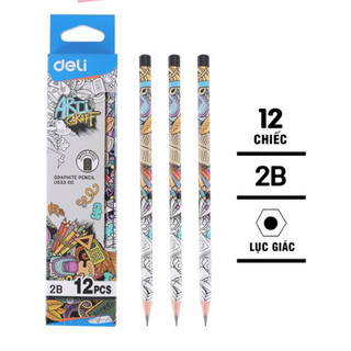 Bút chì gỗ, chì gọt 2b deli u533 thân lục giác không gôm- 1 cây