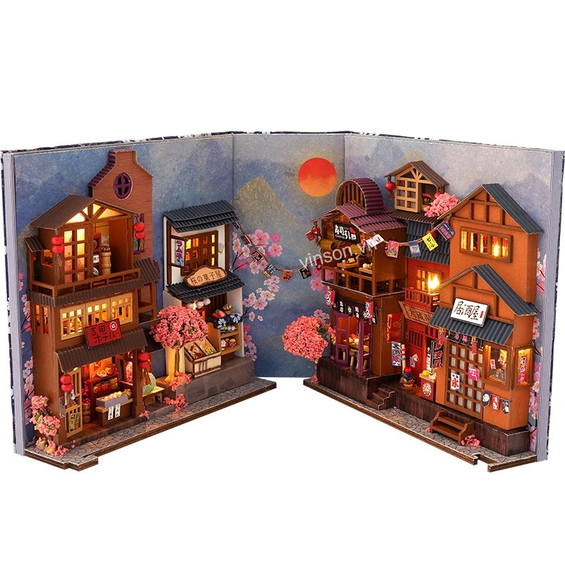 Mô hình BOOK NOOK,Diy house mô hình,Mô Hình,Nhà Gỗ Diy BOOK Nook,Quà sinh nhật