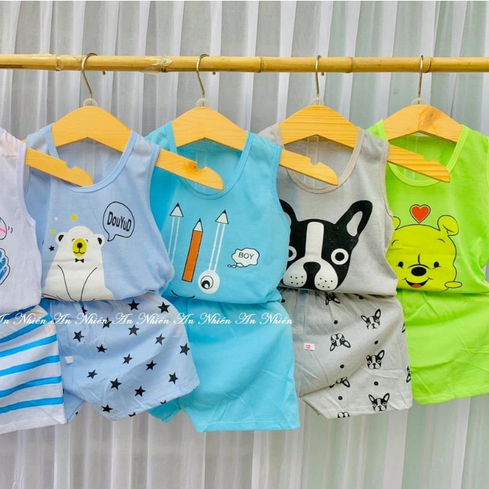 Bộ ba lỗ thú cưng chất cotton cho bé gái bé trai