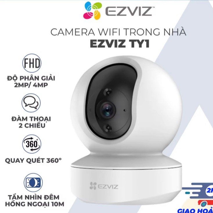 Camera WiFi Ezviz TY1 4.0MP hoặc 2.0MP, Xoay 360 độ, Đàm thoại 2 chiều, Chính hãng nguyên seal