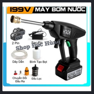 Máy rửa xe dùng pin Mini - Máy rửa xe tăng áp Hitachi