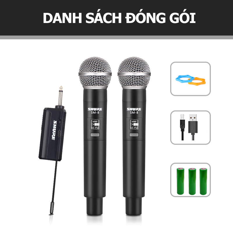 Shuer/SM-8 microphone wireless,micro không dây cao cấp,micro hát karaoke không dây chống hú