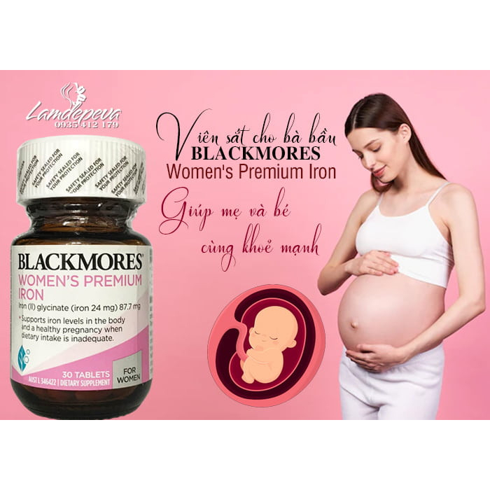Viên Sắt bầu Blackmores Pregnancy Iron, Úc  ngừa thiếu máu không gây táo bón cho mẹ bầu và sau sinh