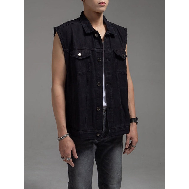 Áo Khoác Jeans Bò Gile Unisex Dáng Dài Phối Túi Ngực LULAROE Hàng Xuất Xịn Cao Cấp Chất Siêu Đẹp Nặng Tay Đen Trơn
