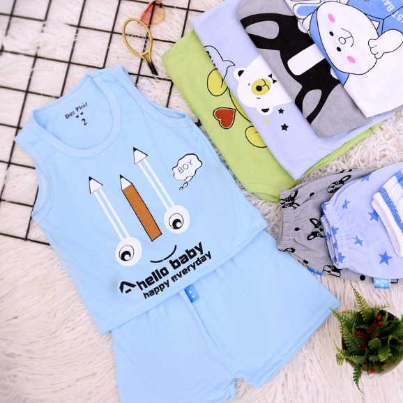 Bộ ba lỗ thú cưng chất cotton cho bé gái bé trai