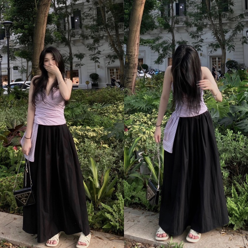 Chân Váy Suông Chất Đũi Tơ Mềm, Chân Váy Nữ Dáng Dài