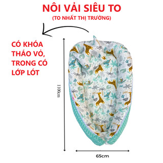 NÔI VẢI TO NHẤT THỊ TRƯỜNG ngủ chung giường cho bé sơ sinh VMOM vải Cotton Hàn thoáng mát an toàn cho bé (có thể tháo vỏ