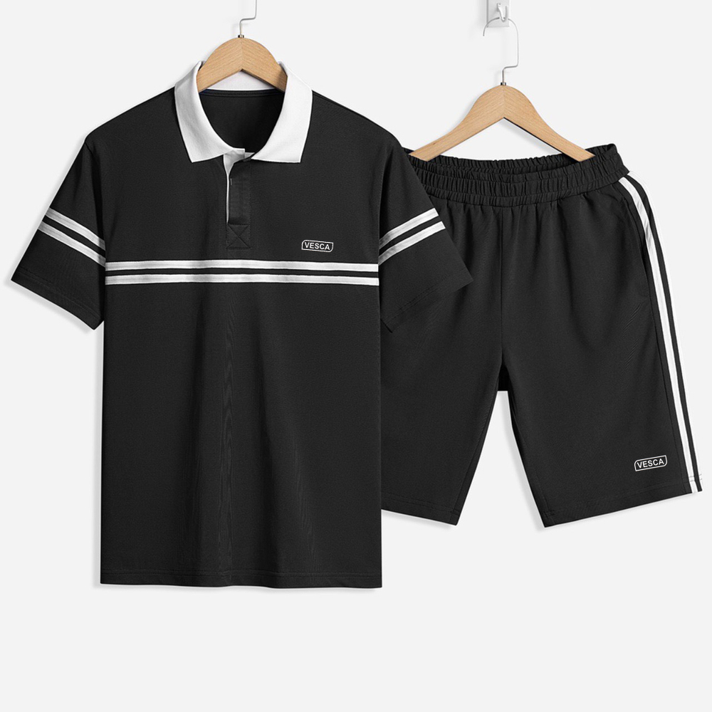 Bộ Thể Thao Nam Ngắn Tay Sọc Ngang Cao Cấp ABANDON J12
