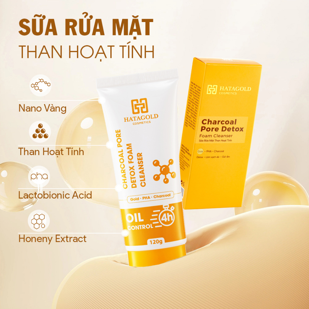 Sữa Rửa Mặt Than Hoạt Tính Hatagold Cosmetics Giá Sỉ Chính Hãng 120g