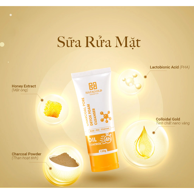 Sữa Rửa Mặt Than Hoạt Tính Hatagold Cosmetics Giá Sỉ Chính Hãng 120g