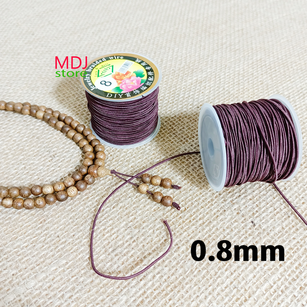 Dây dù lõi chun co giãn MDJ 0,8 mm xâu chuỗi 108 hạt gỗ xỏ vòng DIY Lẻ 3 m hoặc cuộn tặng kèm 1 chiếc kim gập.