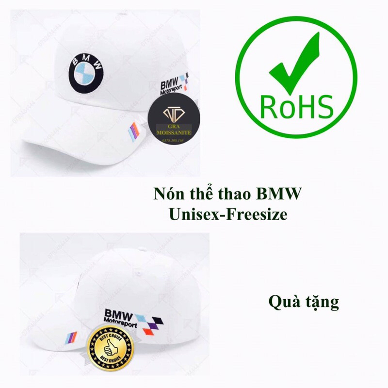 Nón kết thể thao Nam Nữ logo BMW (Quà tặng) -Màu trắng