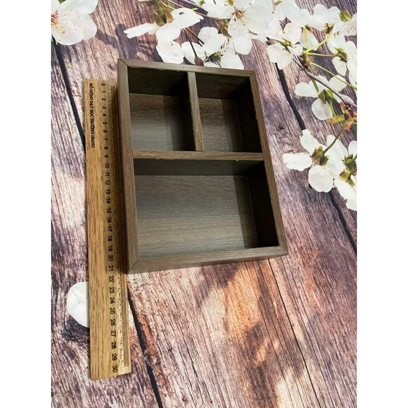 Khay phấn đựng phấn, giẻ lau bằng gỗ