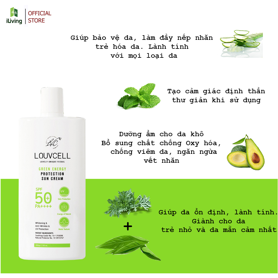 Kem chống nắng toàn thân Louv Cell Green Energy Protection Sun Cream 200ml ILIVING-LOUKCNTT