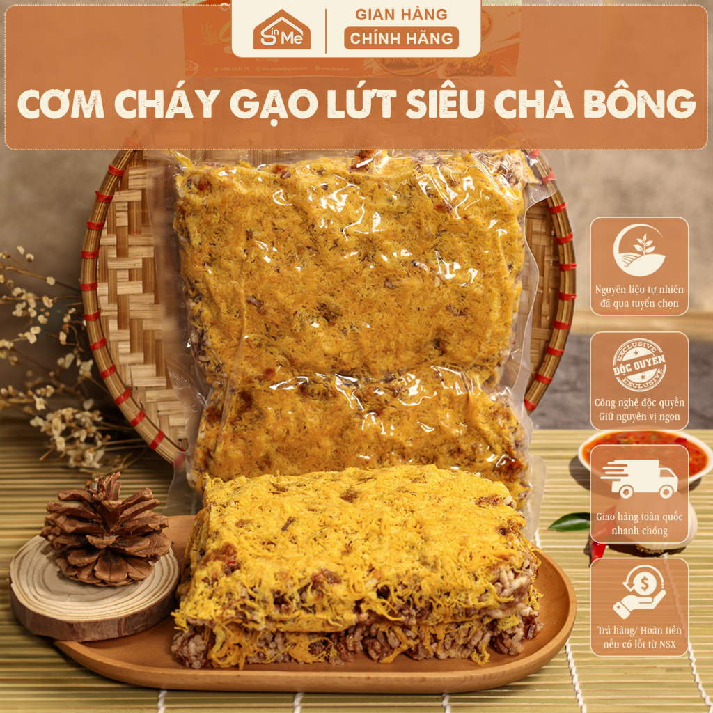 Cơm cháy gạo lứt và nếp siêu chà bông Sinme ngon giòn rụm