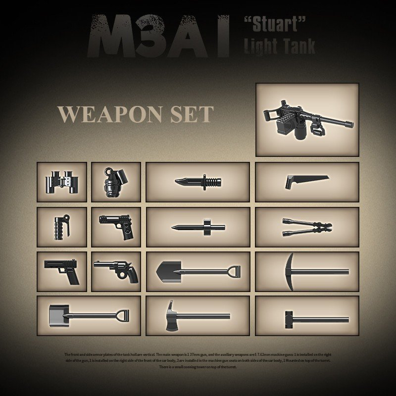 Mô hình lắp ráp xe tăng M3A1 Stuart Light Tank Quanguan 100103