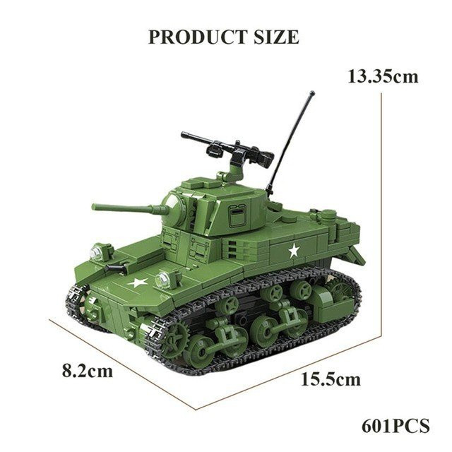 Mô hình lắp ráp xe tăng M3A1 Stuart Light Tank Quanguan 100103