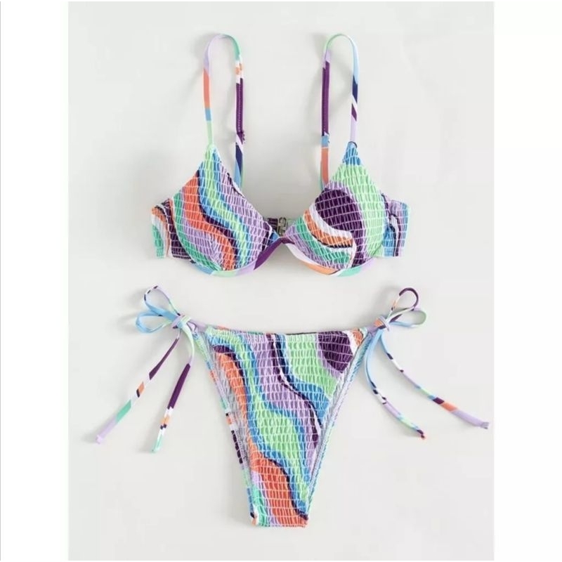 Bikini Sọc Phối Gọng Siêu Nâng Ngực Siêu Tây Độc Đáo