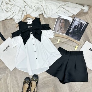 Set áo tơ lụa quần cạp chun hàng QP