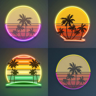Đèn led neon trang trí nghệ thuật - đèn neon mặ trời lặn