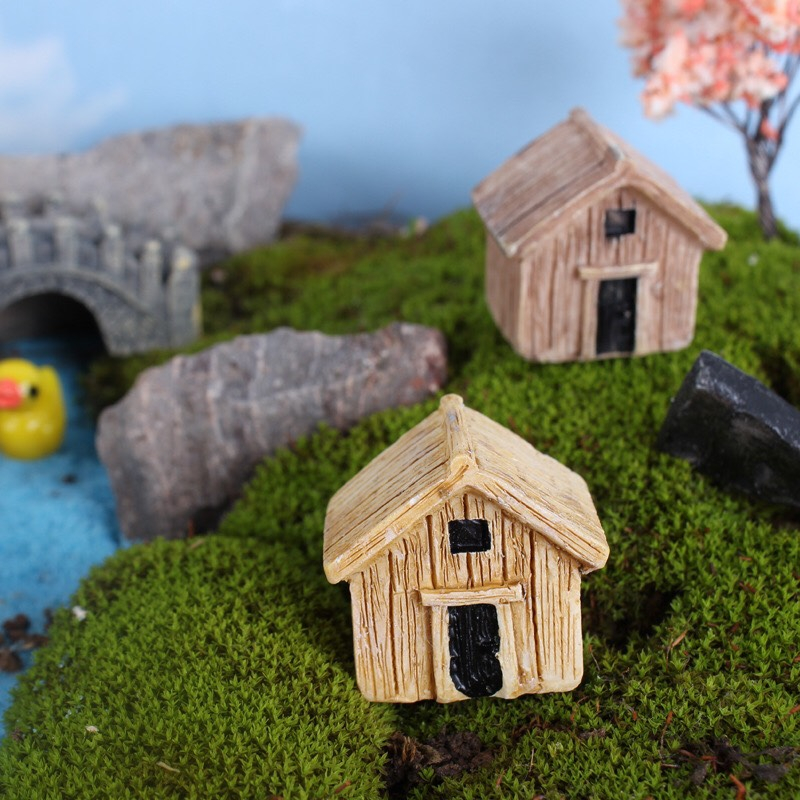 Tiểu cảnh nhà gỗ, terrarium, tiểu cảnh mini, chủ đề nhà vườn, mô hình làm sen đá, làm trang trí, decor