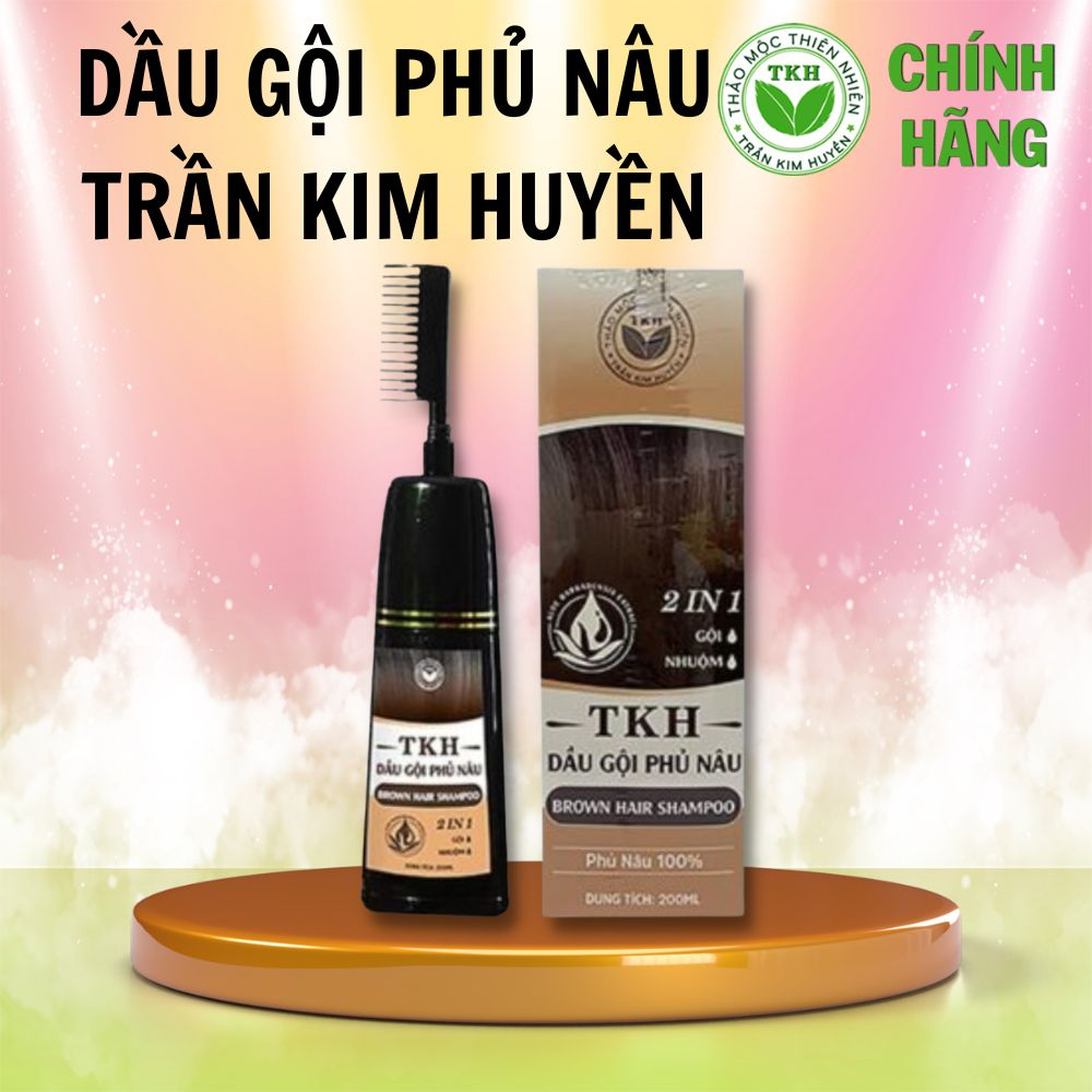 Dầu gội phủ nâu Trần Kim Huyền, làm sạch tóc và da đầu, nâu tóc tự nhiên, giúp tóc bóng mượt