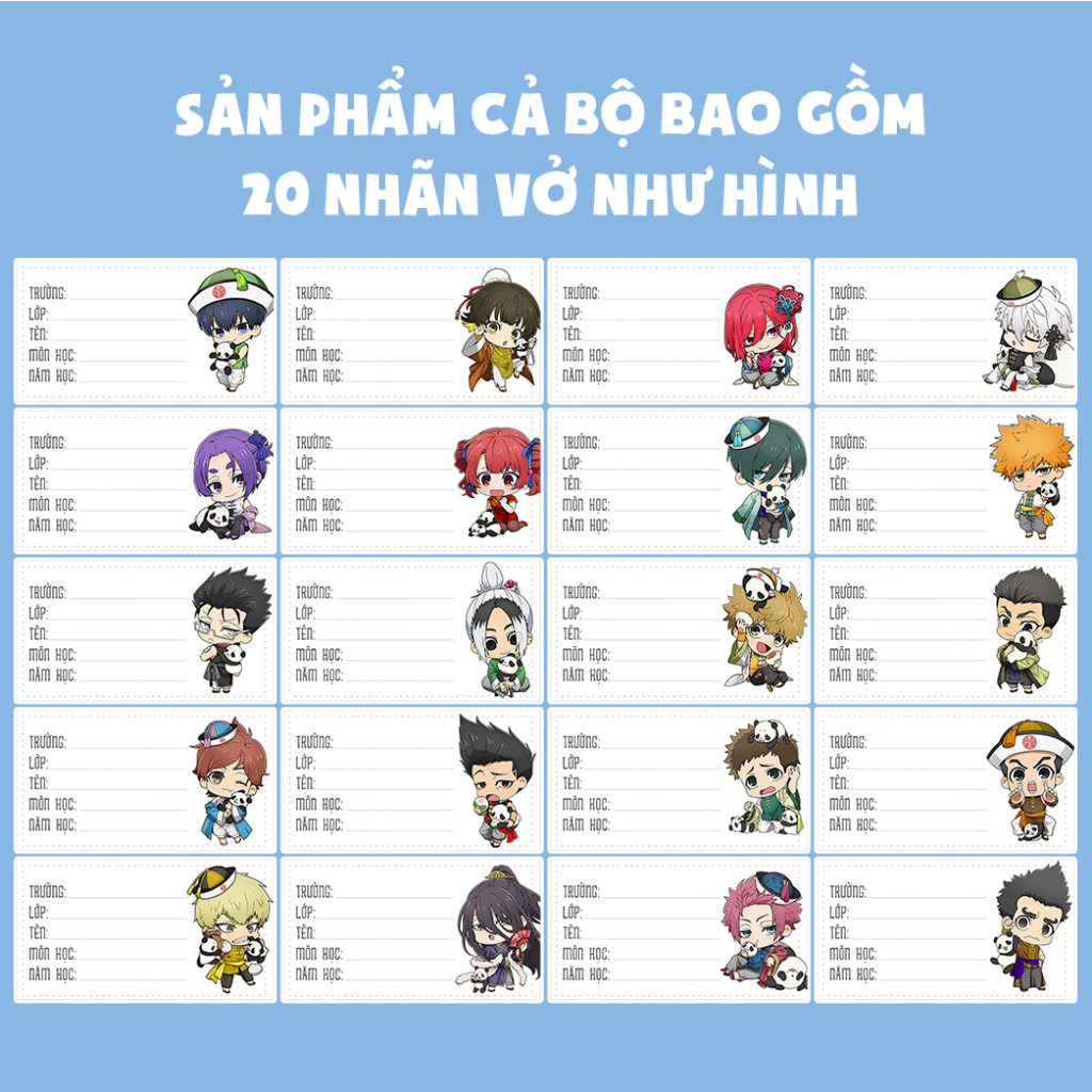 BỘ 20 NHÃN VỞ BLUE LOCK-NHÃN VỞ TẬP HỌC SINH ANIME MANGA