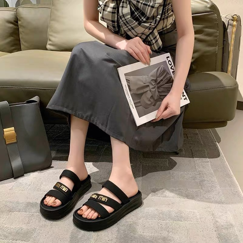 Dép 3 Quai Chéo Nữ Tag MIU Đế Cao Su Đế Bằng 3cm Ruxy  G6983