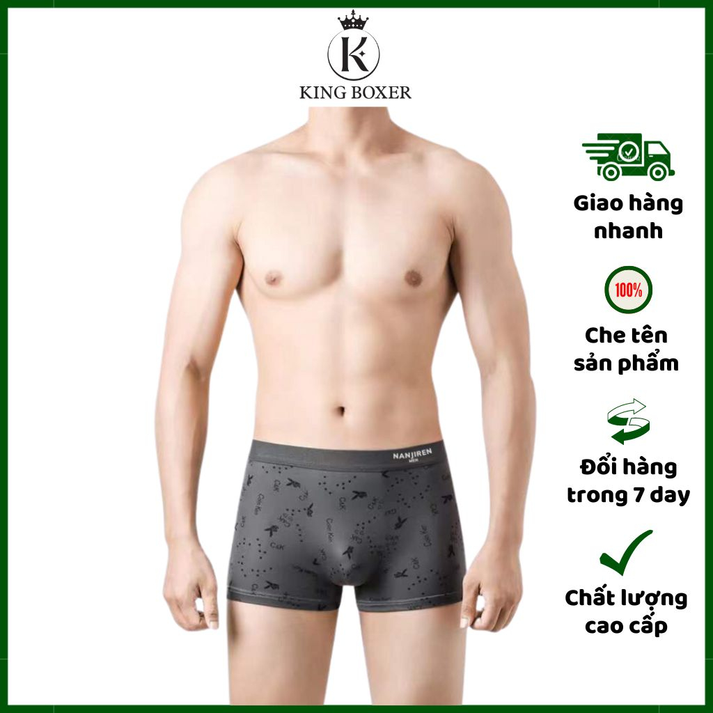 Sét 4 quần sịp đùi nam boxer vải thun cotton quần xì nam co dãn thấm hút đồ lót ship đùi kháng khuẩn PLAYBOY - KINGBOXER