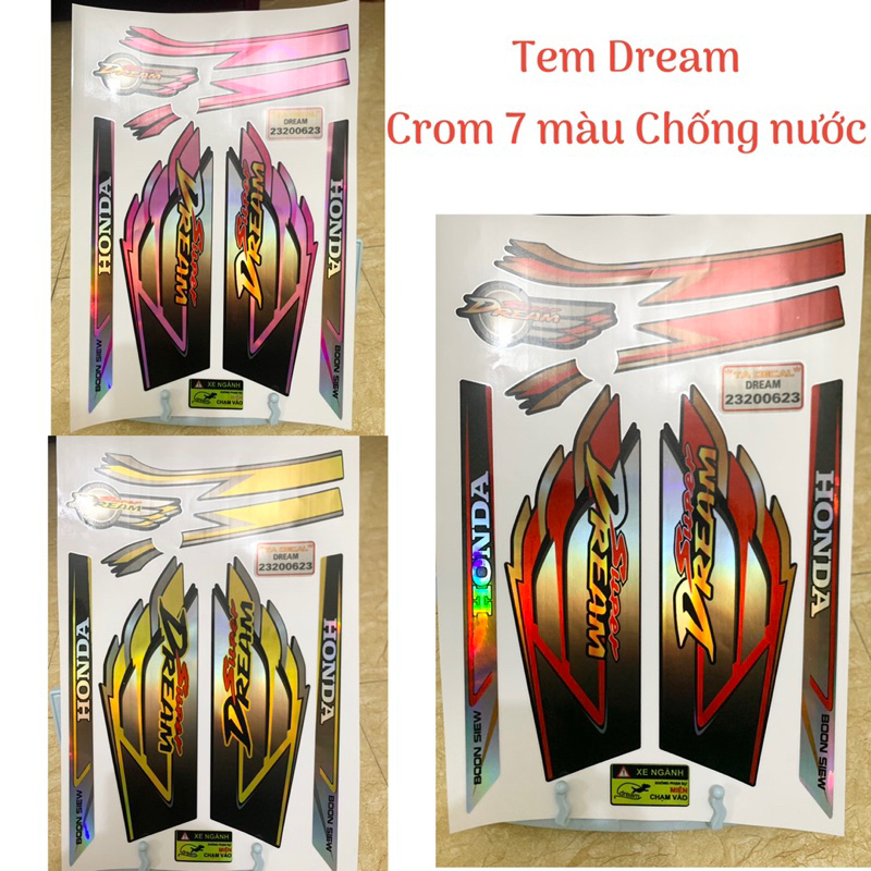 (Nhiều mẫu mau)Tem Dream crom 7 màu cánh chim,tem chống nước cao cấp