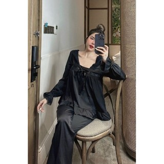 Bộ Pizama Ngủ Lụa Tay Dài Quần Dài