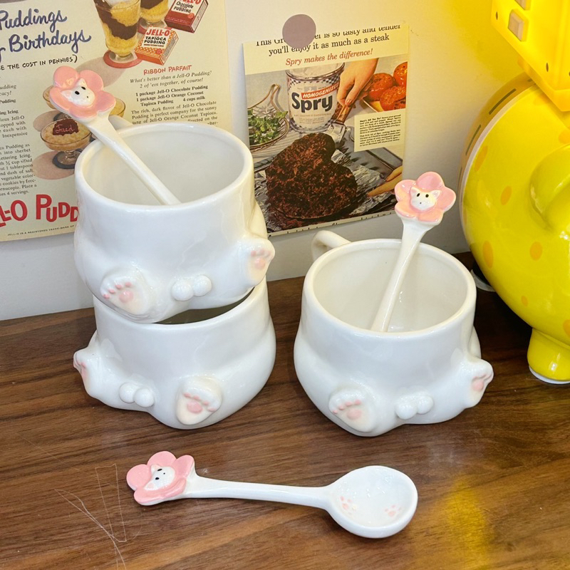 Ly sứ mèo hoàng thượng 2 bi vui nhộn kèm muỗng